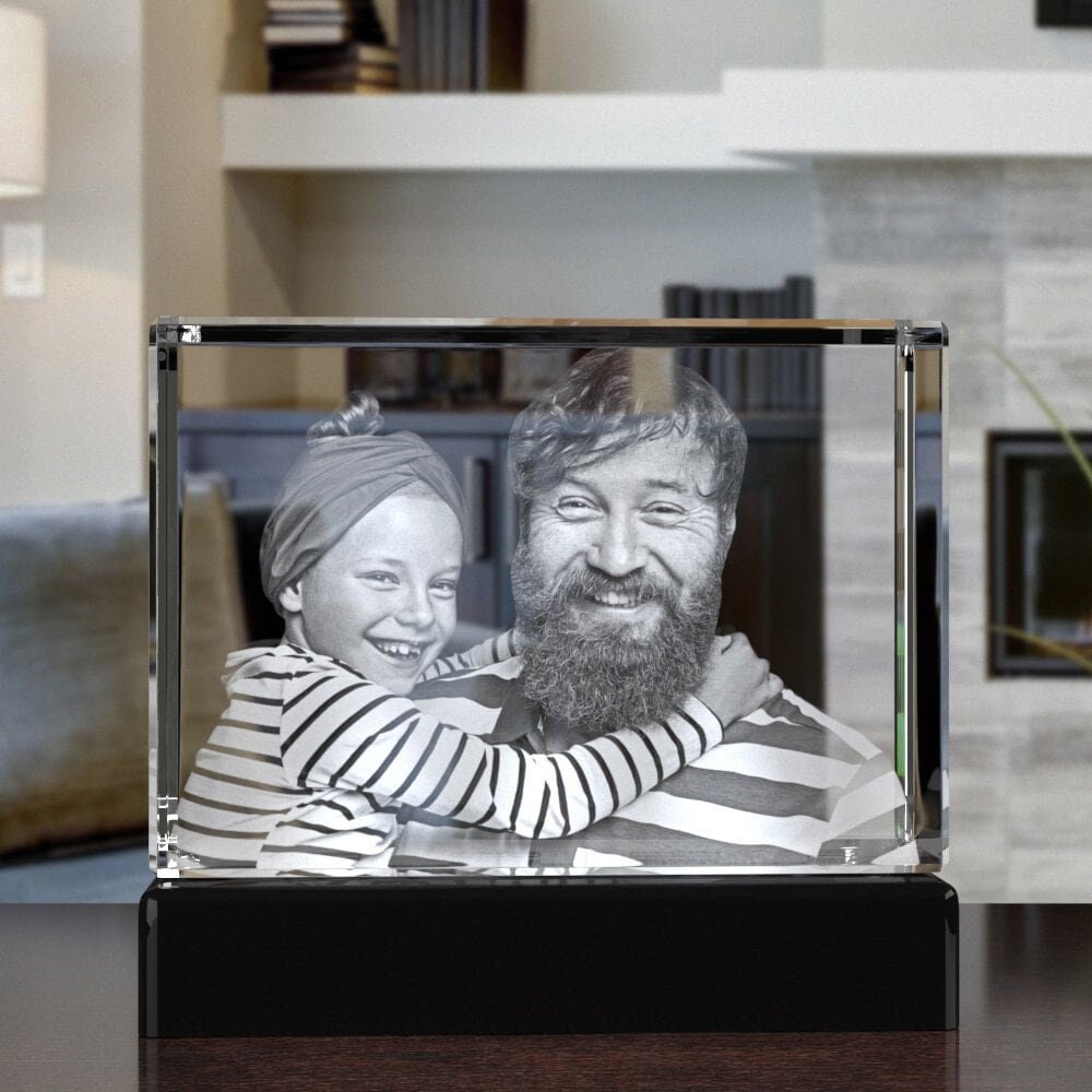 Custom Seasonal Decor Gift, Laser Etched Glass, Mother's Day Tabletop Decor, Pet Lovers Memorial Picture | BridgensLaser 3D Crystal Block