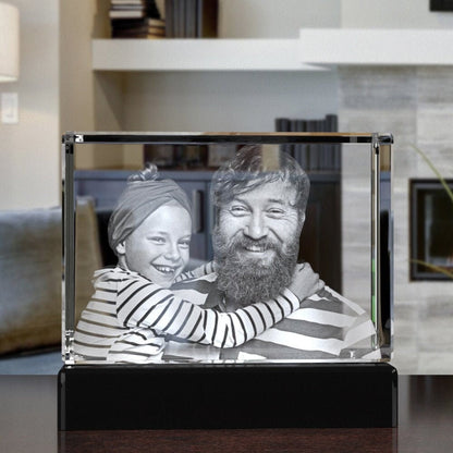 Custom Seasonal Decor Gift, Laser Etched Glass, Mother's Day Tabletop Decor, Pet Lovers Memorial Picture | BridgensLaser 3D Crystal Block
