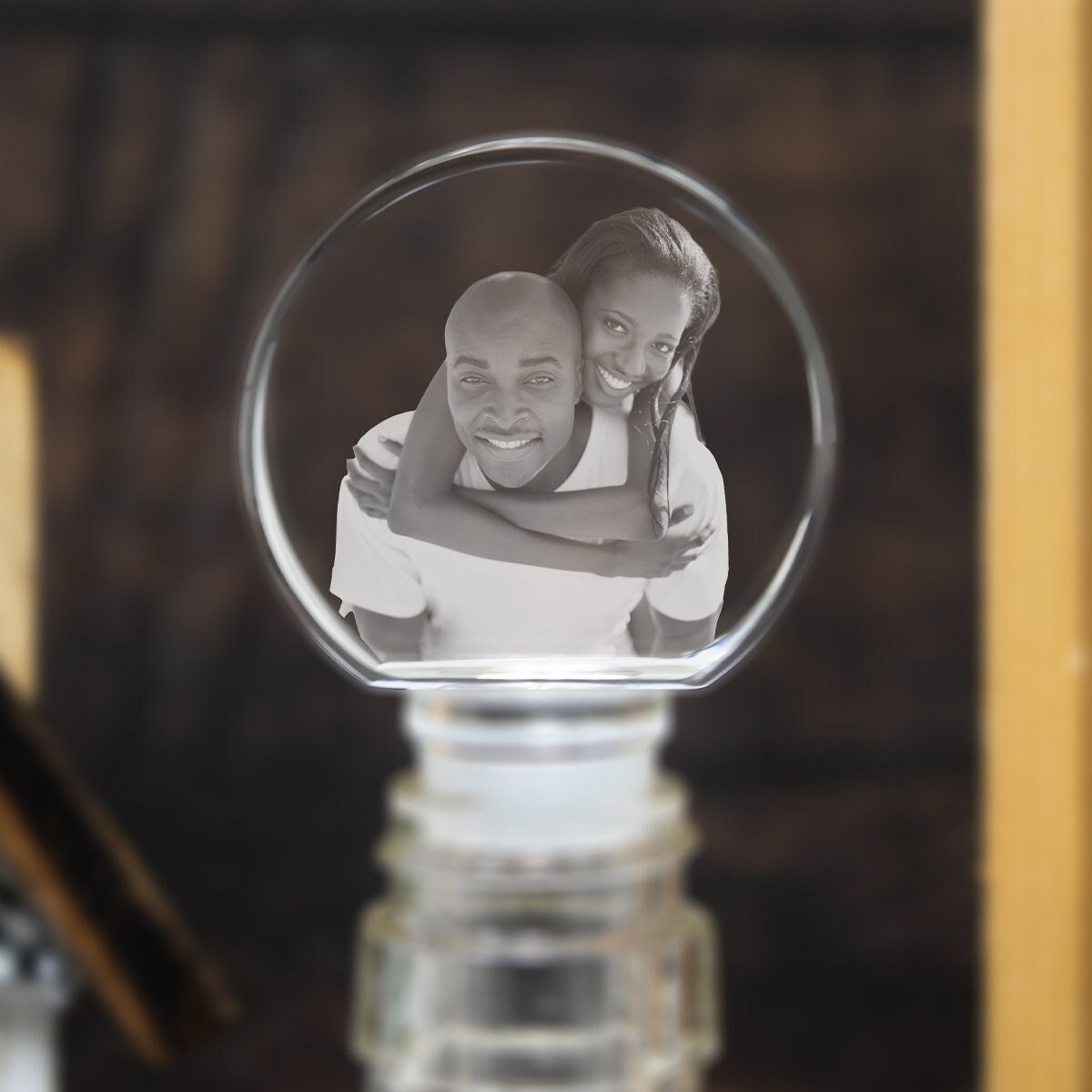 Custom Wine Stopper, Laser Etched Crystal, Anniversary Gift, Wine Lover Gift, Best Friend Gift Idea