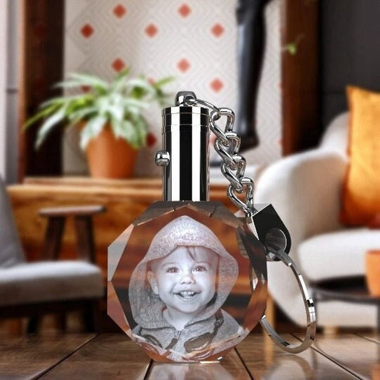 Personalized Gift for Mom, Laser Etched Print, Custom Gift for Grandma, Stylish LED Photo Keychain