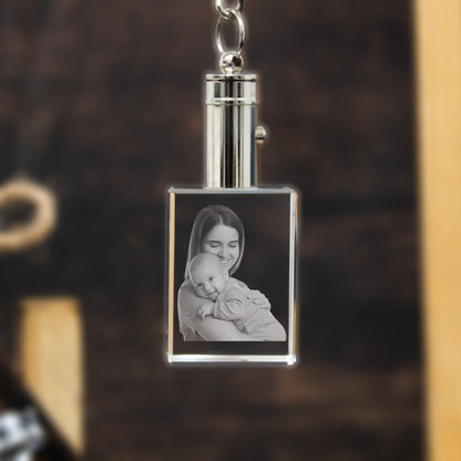 Custom LED Photo Keychain, New Mom Gift, Laser Etched Print, First Birthday, Baptism Gift