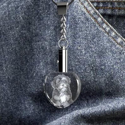Custom Photo Crystal LED Heart Keychain – Laser Etched Personalized Keepsake Gift