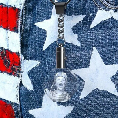 Custom Photo Crystal Keychain, Laser Etched Print, Personalized Sympathy Gift, Memorial Keepsake, LED Keychain, Gift for Mom, BridgensLaser
