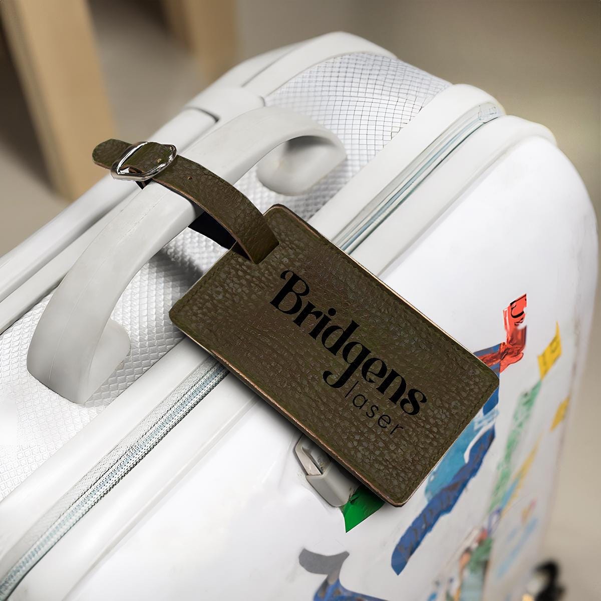 Personalized Leather Luggage Tag, Engraved Custom Suitcase Accessory, Travel Gift