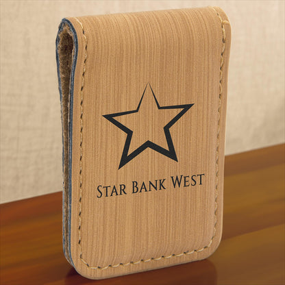 Personalized Leather Money Clip, Bamboo Wallet, Birthday Gift, Cardwallet, Anniversary Occasion, Boyfirend Gift | Bridgens Laser Money Clip