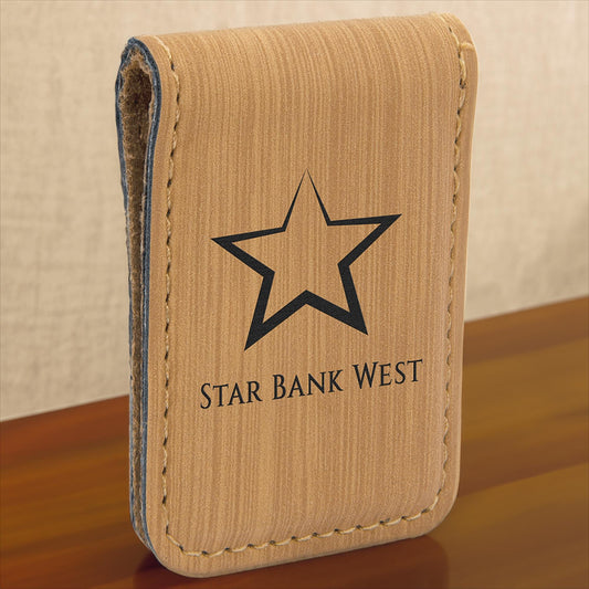 Personalized Leather Money Clip, Bamboo Wallet, Birthday Gift, Cardwallet, Anniversary Occasion, Boyfirend Gift | Bridgens Laser Money Clip