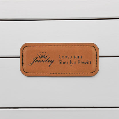 Personalized Leather Magnet Badge, Cowhide Tag, Birthday Gift, Name ID, Anniversary Occasion, Husband Gift | Bridgens Laser Magnet Badge