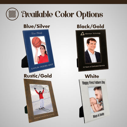 Personalized Leather Frame, Engagement Gift, Birthday Gift, Photo Frame, Gift for Him, 3rd Anniversary Gift | BridgensLaser Leather Frame