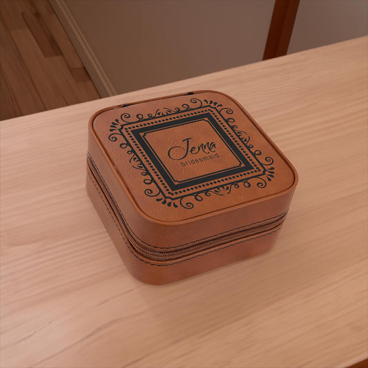 Custom Leather Jewerly Box, Wedding Anniversary, Mom's Jewelry Case, Gifts for Her, Wife Present | BridgensLaser Jewerly Box