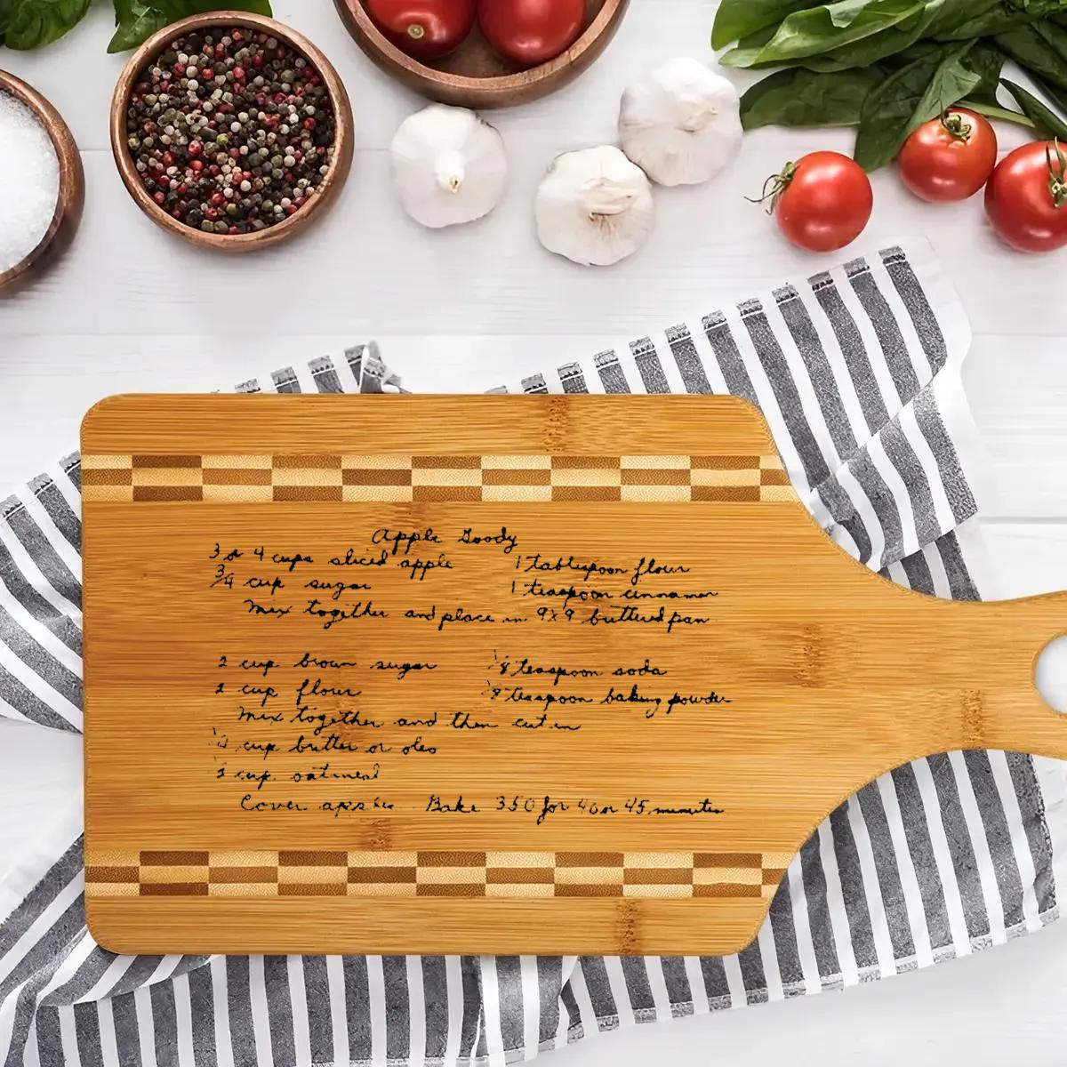 Custom Wooden Cutting Board with Engraved Recipe, Grandma's Handwriting, Christmas, Gifts for Mom, Holiday, Birthday, Wedding| BridgensLaser