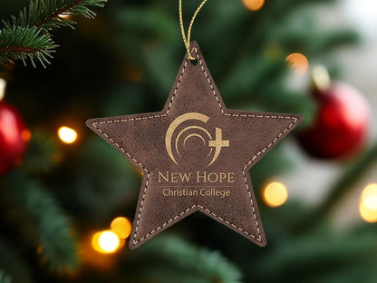 Personalized Leather Ornament, Christmas Decor, Laser Engraving, Gift for Coworkers, Thank You Gift | BridgensLaser Leather Ornament