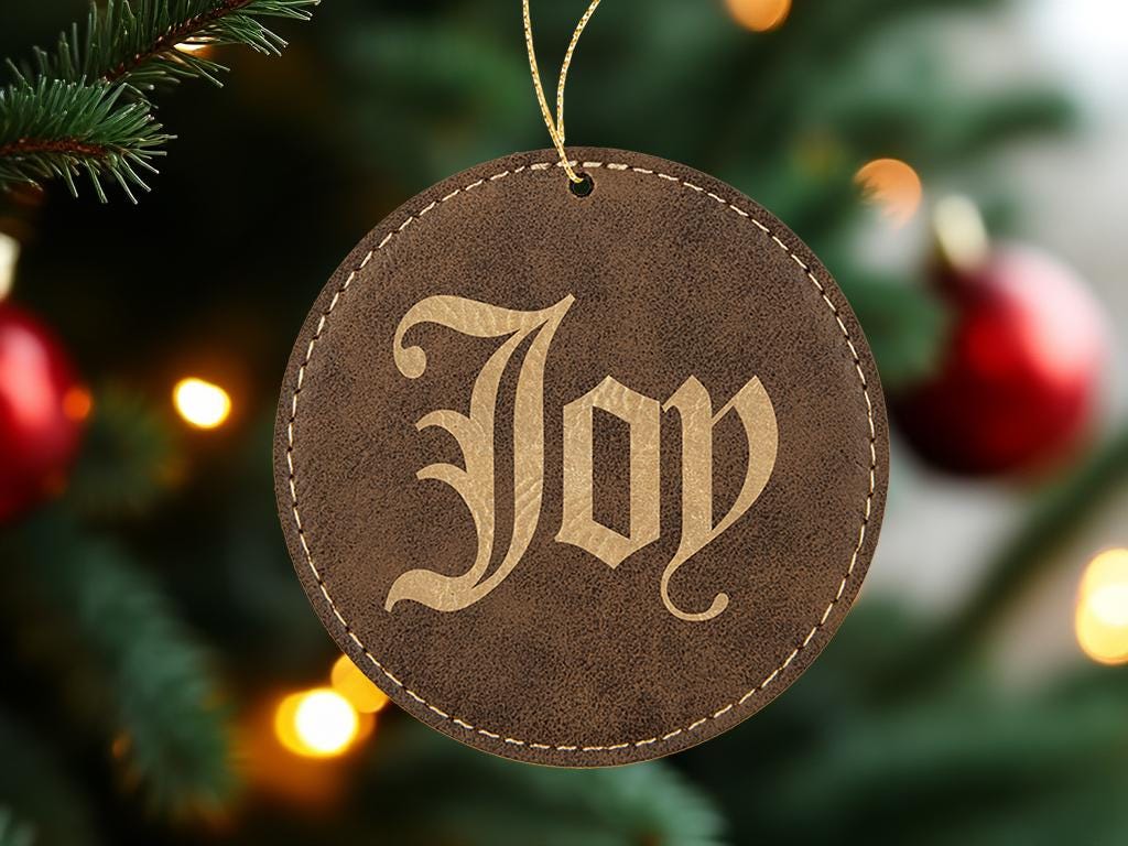 Custom Leather Ornament, Christmas Decoration, Initials Engraving, Christian Gifts, Holiday Decor Idea | BridgensLaser Leather Ornament