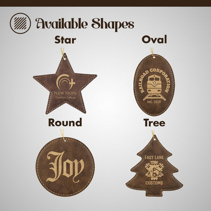 Personalized Leather Ornament, Christmas Decor, Laser Engraving, Gift for Coworkers, Thank You Gift | BridgensLaser Leather Ornament