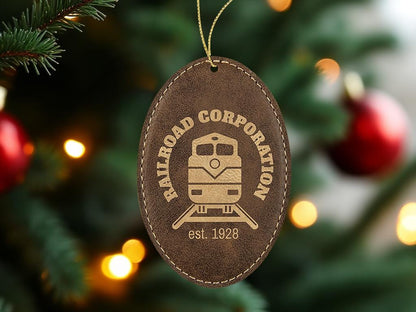 Custom Leather Ornament, Christmas Decor, Personalized Leather Gift, Initials Engraving, 3rd Anniversary | BridgensLaser Leather Ornament