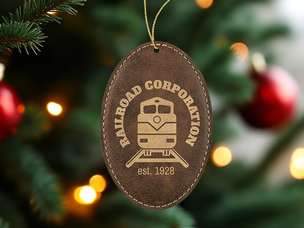 Custom Leather Ornament, Christmas Decoration, Initials Engraving, Christian Gifts, Holiday Decor Idea | BridgensLaser Leather Ornament