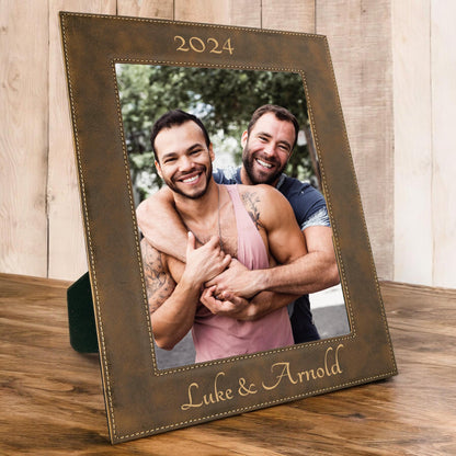 Purple Leather Frame, Bestie Gift, Birthday Present, Photo Frame, Custom Gift for Friend, Laser Engraving | BridgensLaser Leather Frame
