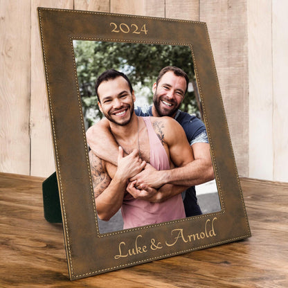 Purple Leather Frame, Bestie Gift, Birthday Present, Photo Frame, Custom Gift for Friend, Laser Engraving | BridgensLaser Leather Frame