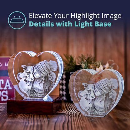 Light Base for 3D Crystal Glass, Rosewood, Crystal Portrait Base, Night Light, Bedroom, LED Stand, Base for Glass Art, Home Decor