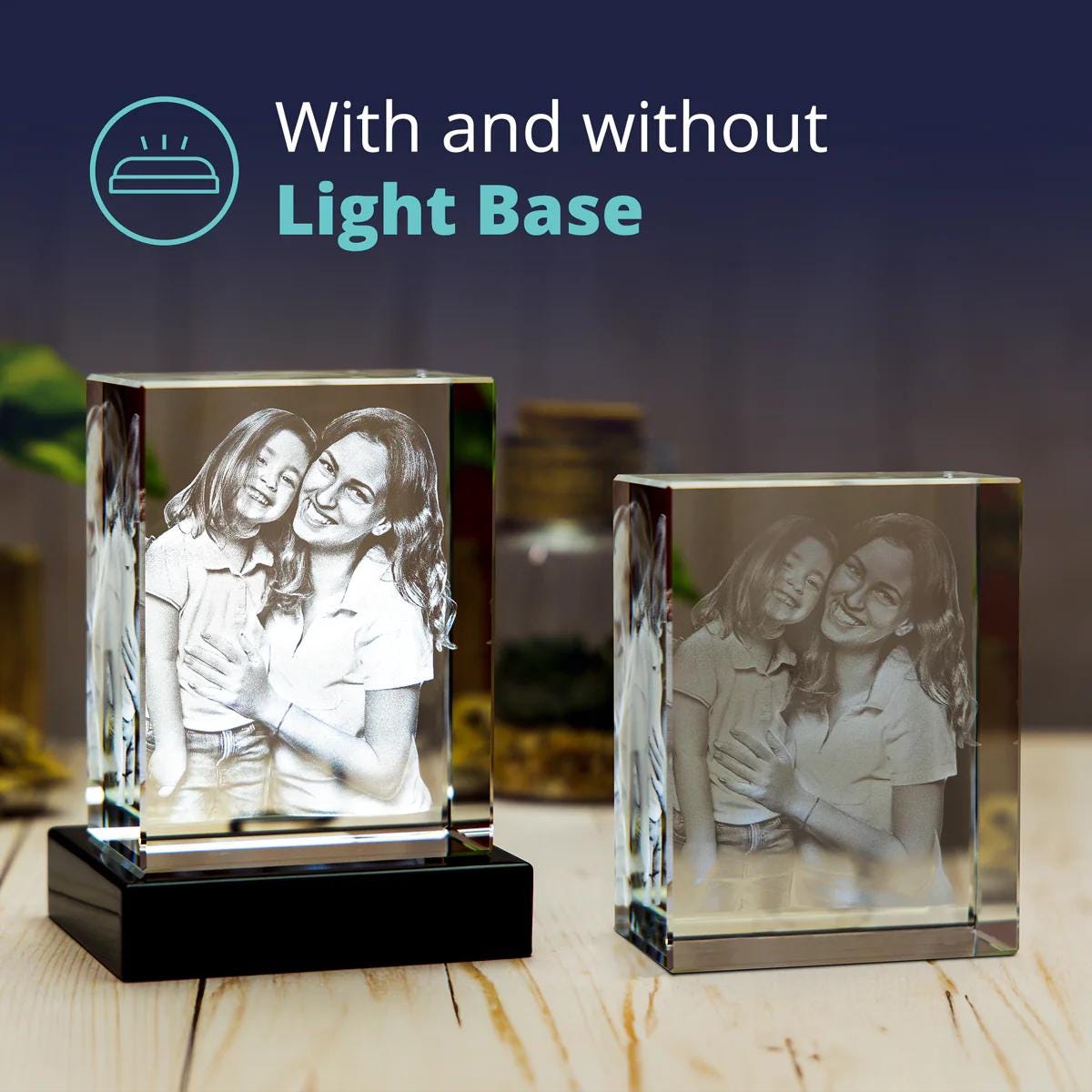 Black LED Lighted Stand for 3D Crystal Glass Art, Minimalist Home Decor