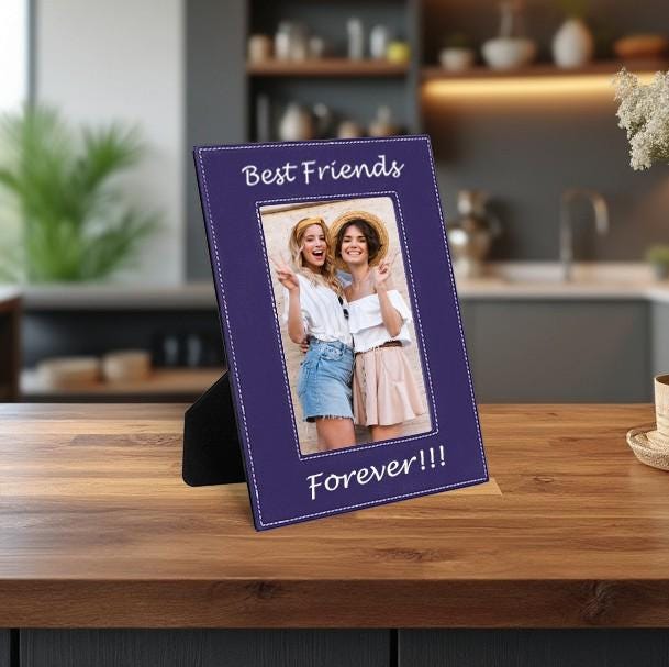 Personalized Leather Frame, Engagement Gift, Birthday Gift, Photo Frame, Gift for Him, 3rd Anniversary Gift | BridgensLaser Leather Frame