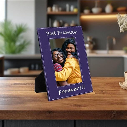 Purple Leather Frame, Bestie Gift, Birthday Present, Photo Frame, Custom Gift for Friend, Laser Engraving | BridgensLaser Leather Frame