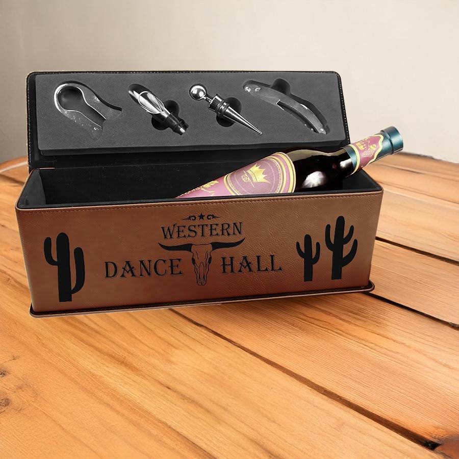 Custom Leather Wine Box, Wedding Customs, Anniversary Present, Gifts for Him, Husband Present | Bridgens Laser Wine Box