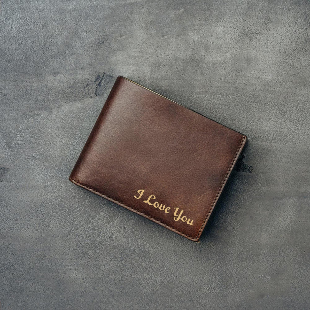 Personalized Leather Bifold Wallet, Custom Engraved Men's Gift