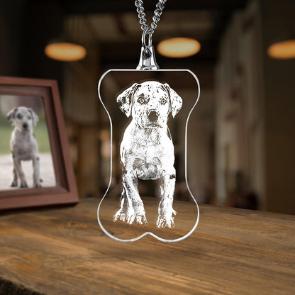 Custom Photo Crystal Bone Necklace, Personalized Pet Memorial Jewelry