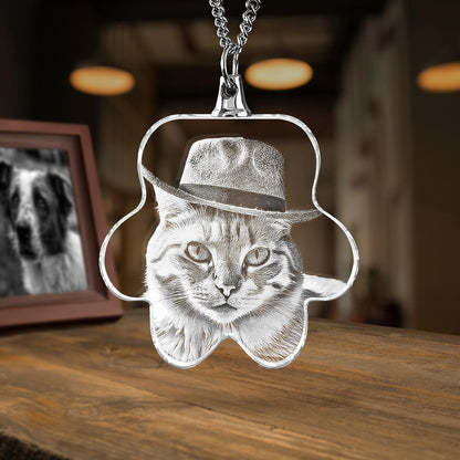 Custom Photo Crystal Necklace – Laser Etched Pet Memorial Pendant