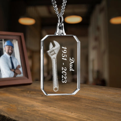 Wrench Urn Necklace Personalized Cremation Jewelry Men's Necklace For Ashes Hand Stamped Personalized Memorial Necklace Bereavement Gift Urn