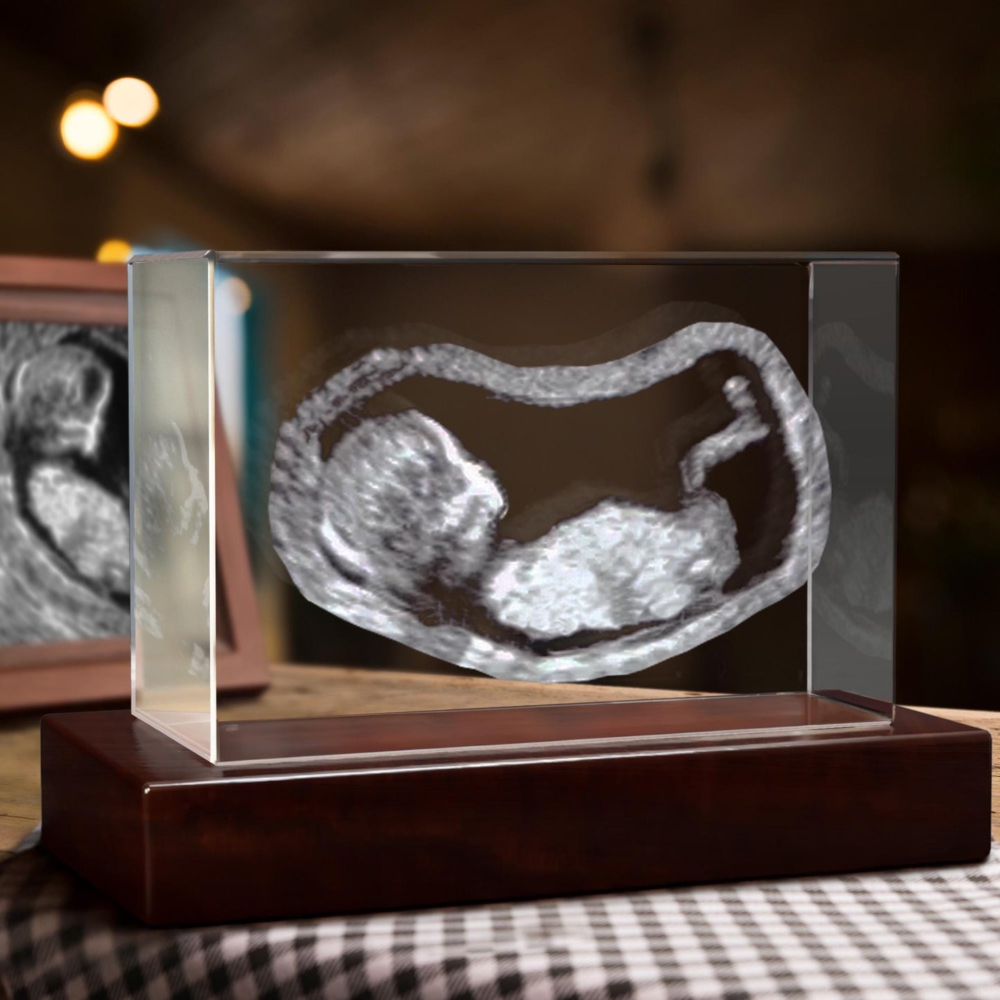 Laser Etched Ultrasound Crystal Keepsake — Sonogram Memorial Gift, New Mom Baby Shower, Pregnancy Announcement Night Light, Gender Reveal