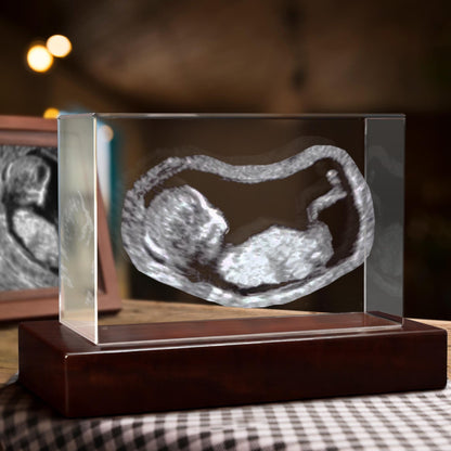 Laser Etched Ultrasound Crystal Keepsake — Sonogram Memorial Gift, New Mom Baby Shower, Pregnancy Announcement Night Light, Gender Reveal