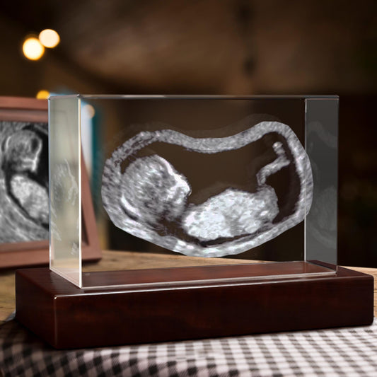 Laser Etched Ultrasound Crystal Keepsake — Sonogram Memorial Gift, New Mom Baby Shower, Pregnancy Announcement Night Light, Gender Reveal