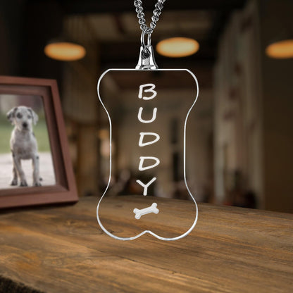 Custom Photo Crystal Bone Necklace, Personalized Pet Memorial Jewelry