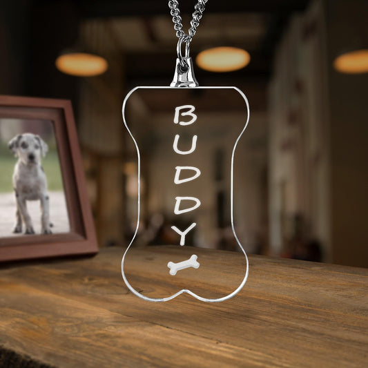 Custom Photo Crystal Bone Necklace, Personalized Pet Memorial Jewelry