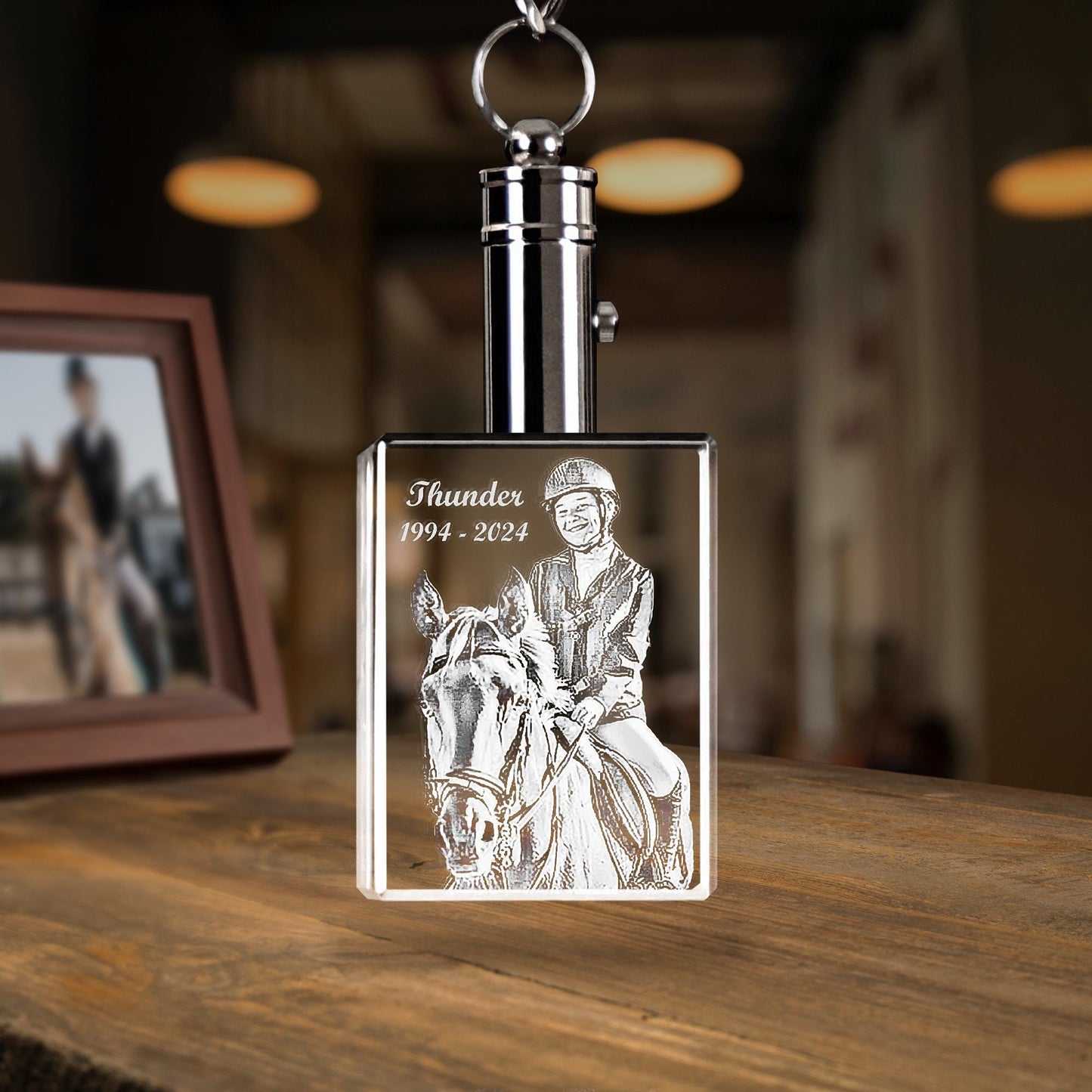 Personalized Crystal Horse Loss Memorial Keychain, Custom Photo Keepsake, Sympathy Gift