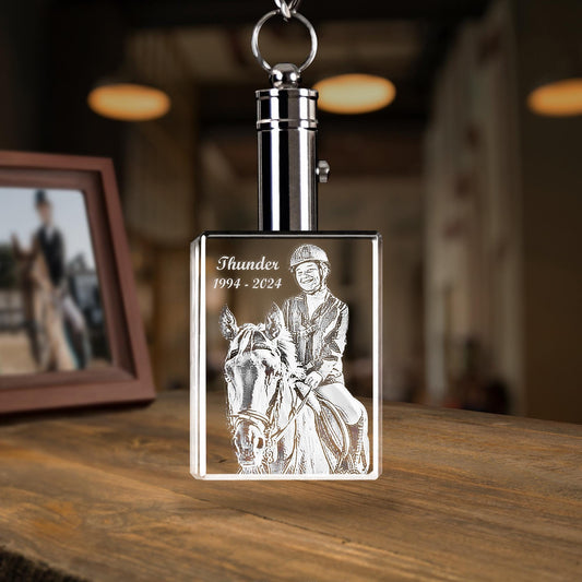 Personalized Crystal Horse Loss Memorial Keychain, Custom Photo Keepsake, Sympathy Gift