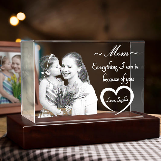 Personalized Crystal Family Portrait Night Light, Custom Photo Gift