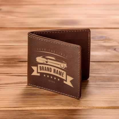Personalized Leather Bifold Wallet, Custom Engraved Men's Gift