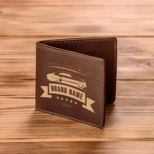 Personalized Leather Bifold Wallet, Custom Engraved Men's Gift