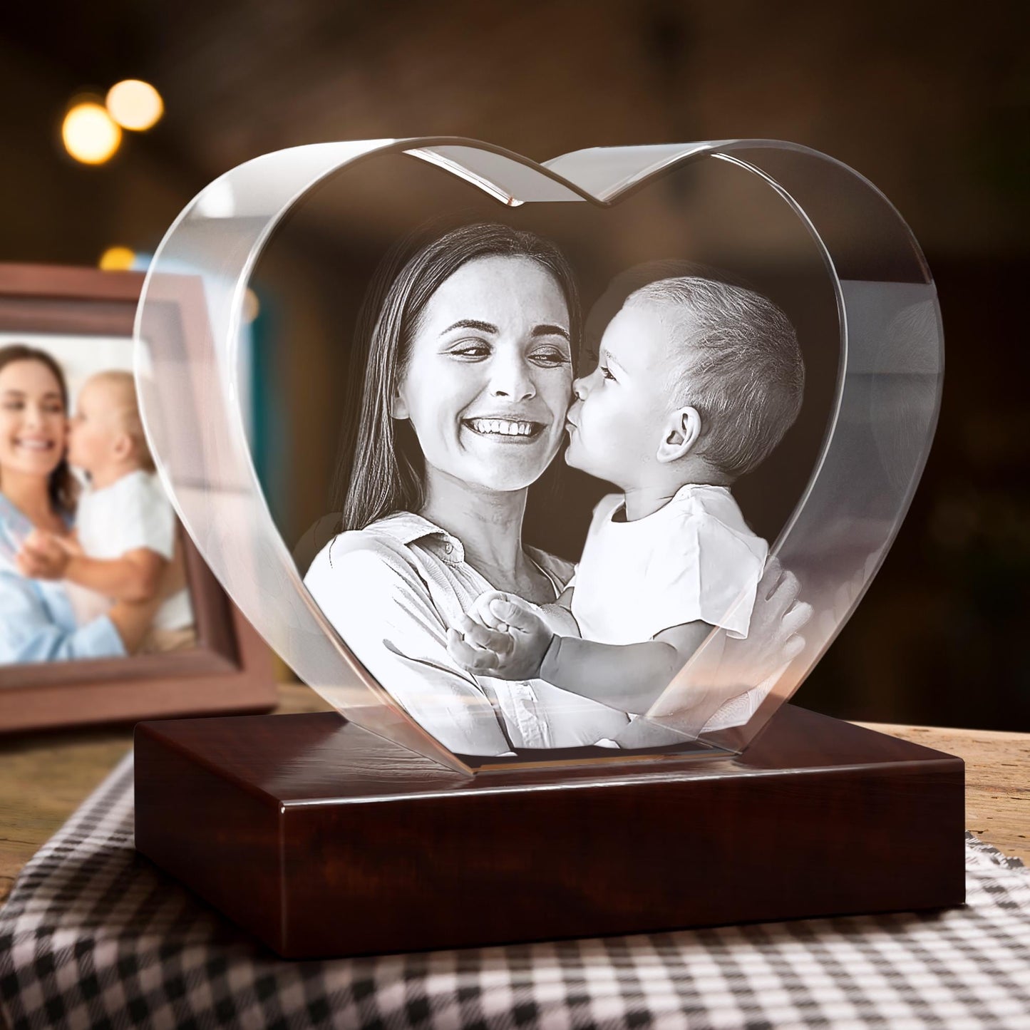 Personalized Crystal Keepsake, First Mother's Day Baby Footprint Etching