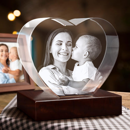 Personalized Crystal Keepsake, First Mother's Day Baby Footprint Etching