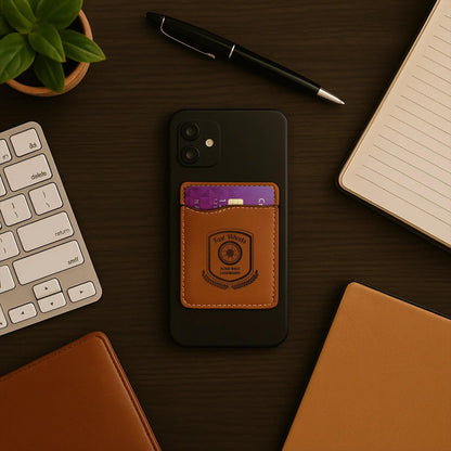 Personalized Cell Phone Wallet, Card Holder for iPhone, Custom Leather Wallet, Your Logo, Gifts For Him | BridgensLaser Leather Phone Wallet