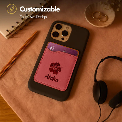 Personalized Cell Phone Wallet, Card Holder for iPhone, Custom Leather Wallet, Your Logo, Gifts For Him | BridgensLaser Leather Phone Wallet