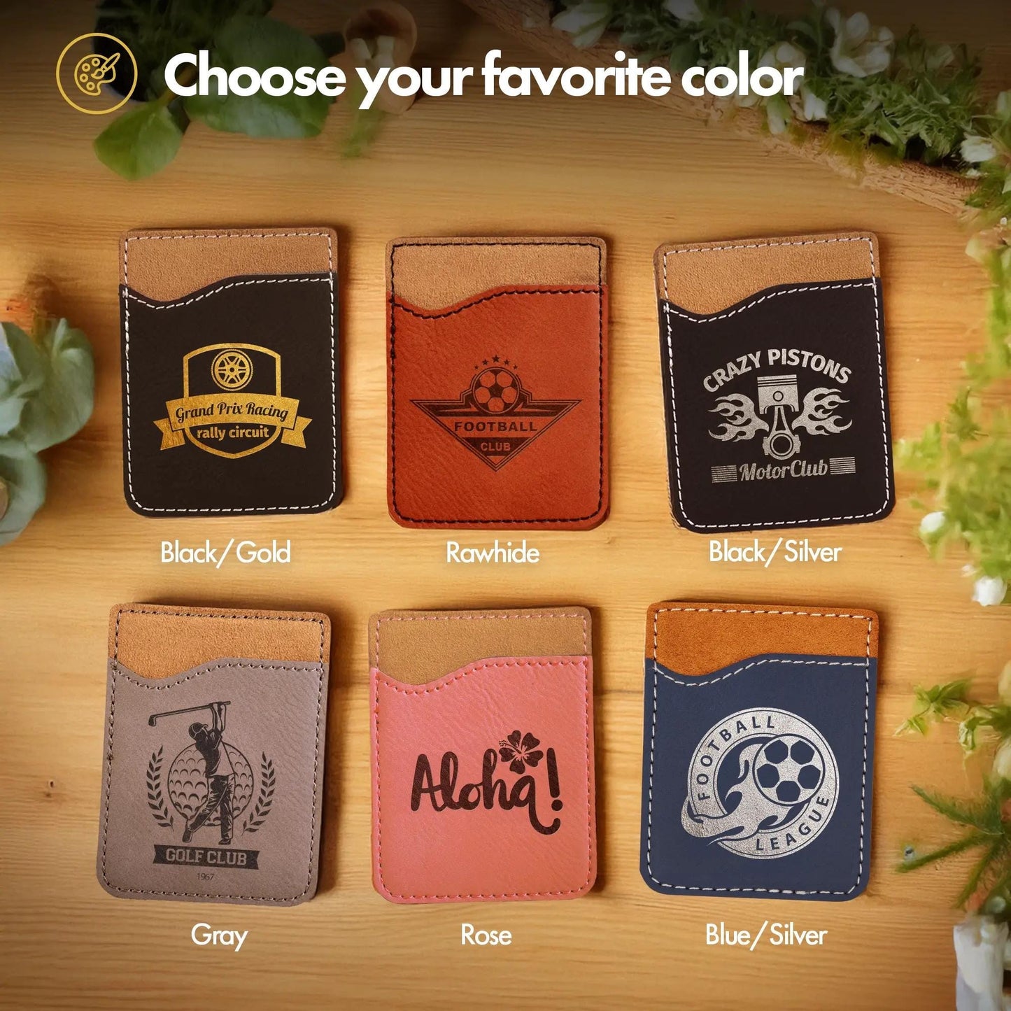 Leather Phone Wallet Case, Custom iPhone Wallet Sticker, Mother's Day Gift, Your Logo, Gifts For Daugher | BridgensLaser Phone Wallet