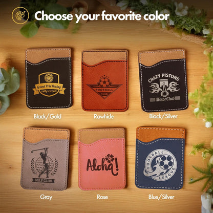Leather Phone Wallet Case, Custom iPhone Wallet Sticker, Mother's Day Gift, Your Logo, Gifts For Daugher | BridgensLaser Phone Wallet