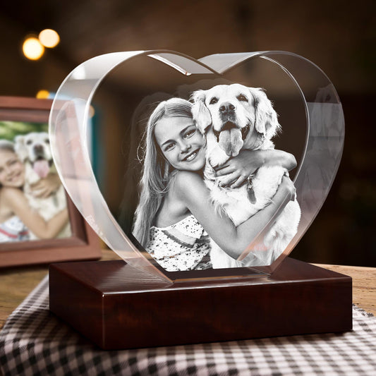 Custom Pet Crystal Portrait — Laser Etched Photo Night Light, Pet Memorial Keepsake, Dog Cat Loss Gift, Personalized Sympathy