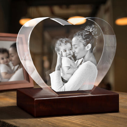 Personalized Crystal Keepsake, First Mother's Day Baby Footprint Etching