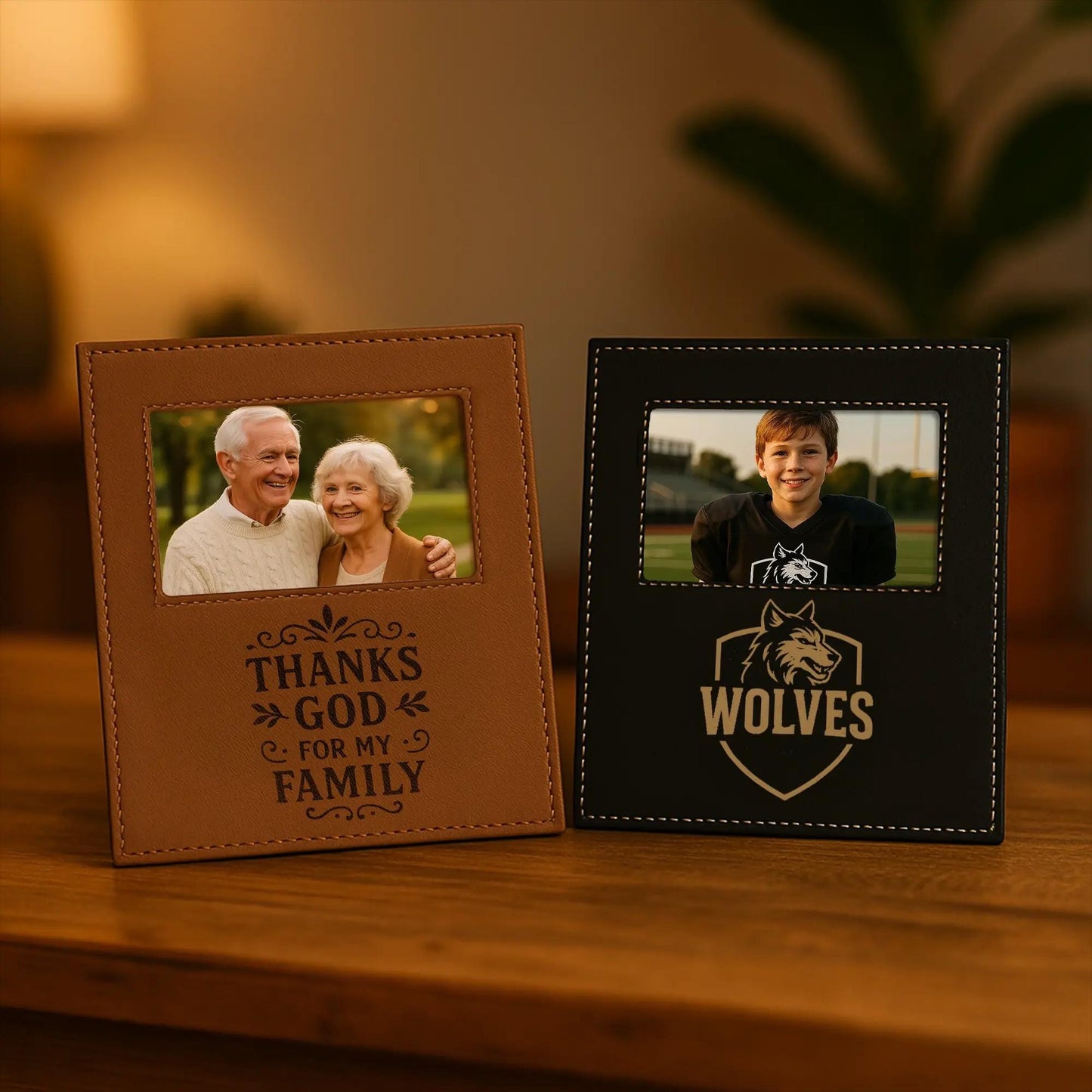 Personalized Engraved Leather Photo Frame, First Mother's Day Gift, Housewarming Gift, Forever Me Gifts, 5x7 | BridgensLaser Leather Frame