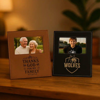 Personalized Engraved Leather Photo Frame, First Mother's Day Gift, Housewarming Gift, Forever Me Gifts, 5x7 | BridgensLaser Leather Frame